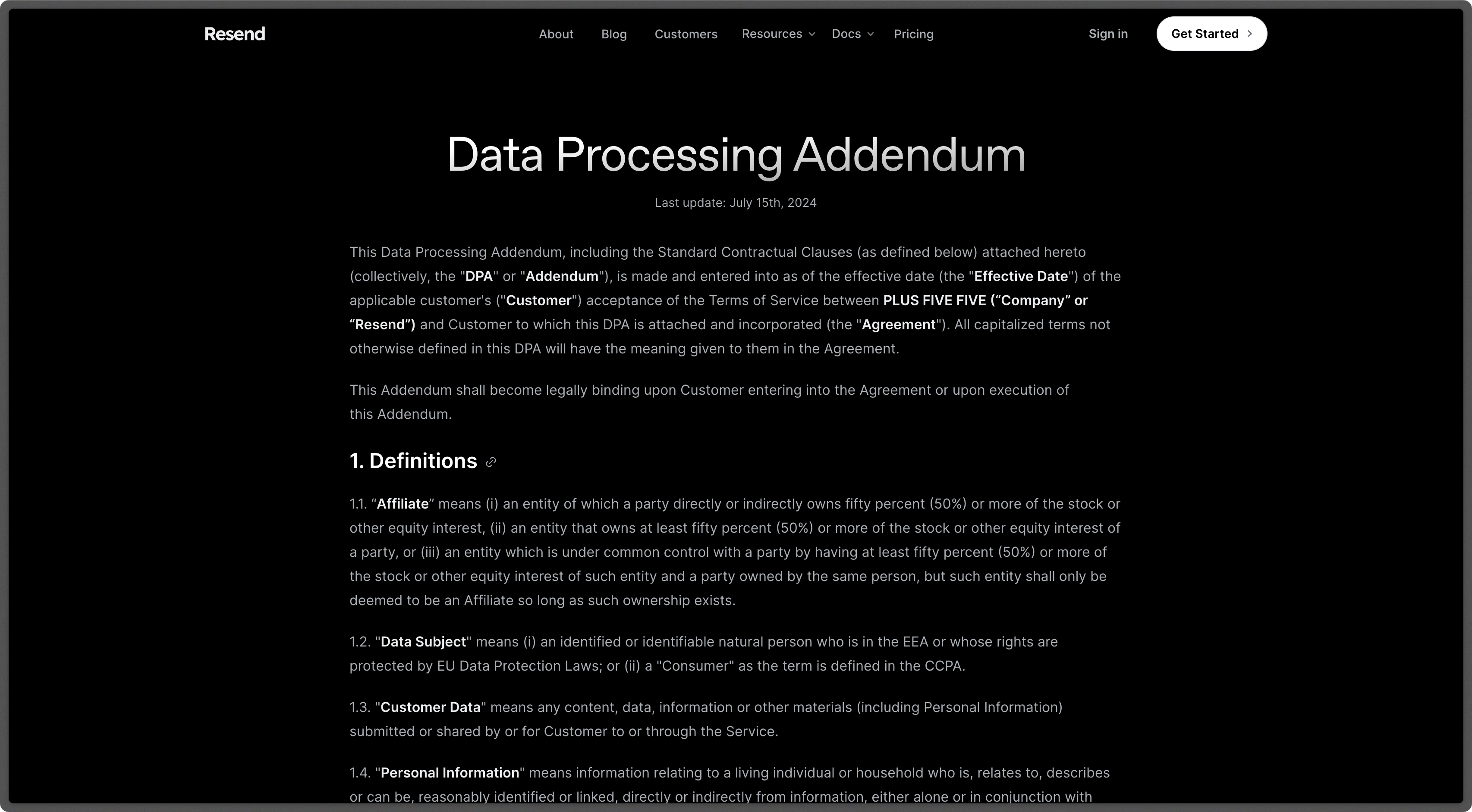 Resend Data Processing Addendum (DPA)